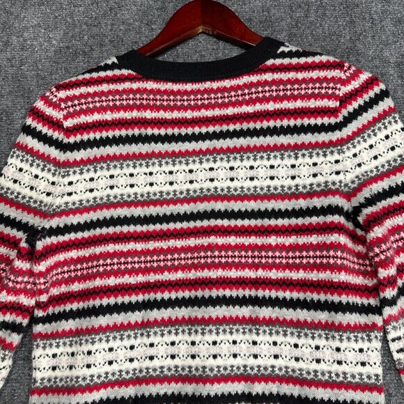 Talbots Sweater Womens P Red Gray Black Fair Isle Cardigan Lambswool Button Up - Picture 7 of 8